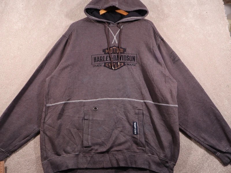 Vintage Harley Davidson Embroidered Hoodie Brown Mens XL Appalachian PA (W1)