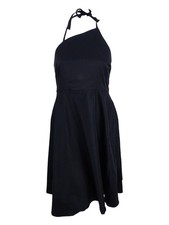 Betsey Johnson Women's Asymmetrical Halter Fit & Flare Dress (2, Black)