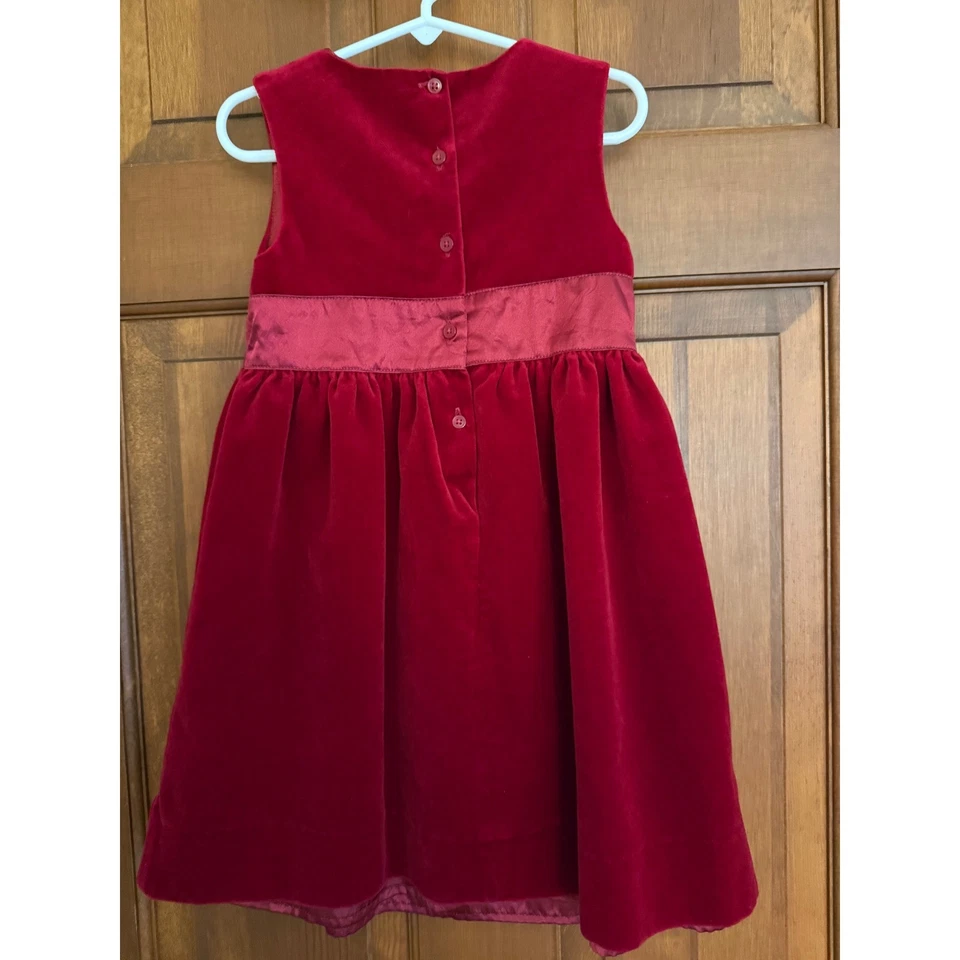 Vestido de fiesta de terciopelo Baby Gap para niñas pequeñas 4T rojo Navidad Navidad Foto 3 de 4