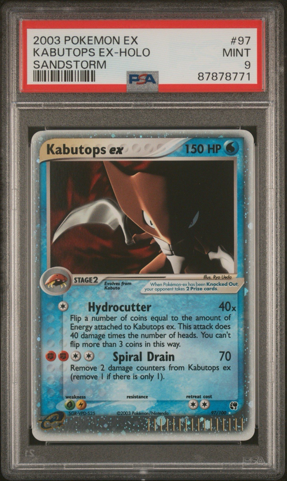 2003 Pokémon Kabutops EX Ultra Rare Holo Sandstorm 97/100 PSA 9 MINT