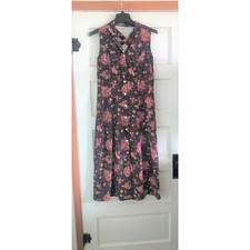 Womens Sheath Shift Shirt Dress Sleeveless Sz 6 brown Floral R&K Original button