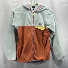 Patagonia Kids Colorblock Fleece Hoodie in Mint, Rust  Yellow Accent