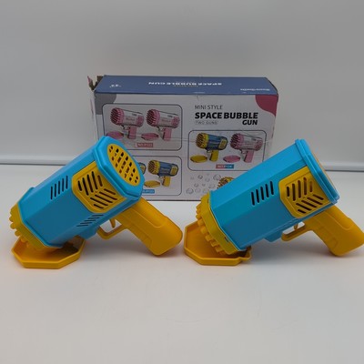 Sun Castle Mini Style 2 Bubble Guns Lights 40 Holes Blue/Yellow Open Box