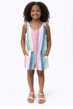 Gap Kids Girls Romper Multicolor Striped Sleeveless Button Front M 8 