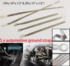 Car Truck Firewall Engine Body Engine Ground Strap Tinned Copper Cable Kit 5 Pcs