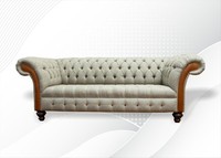 Chesterfield 3 Sitzer Beige Wohnzimmer Design Couchen Polster Sofa Sofas Textil