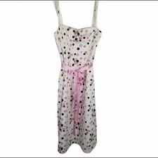 Jessica Howard Polka Dot Midi Dress Pink Beige Black Belted Sweetheart Neck