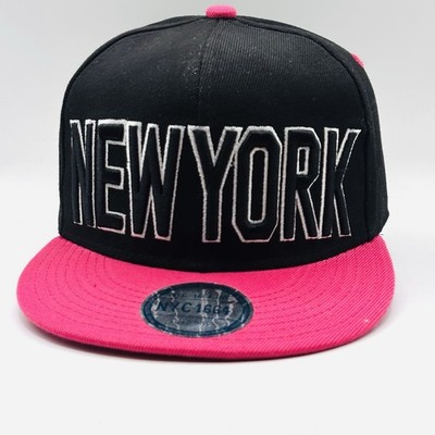 New York SnapBack Hat Two Tone Black Pink NYC