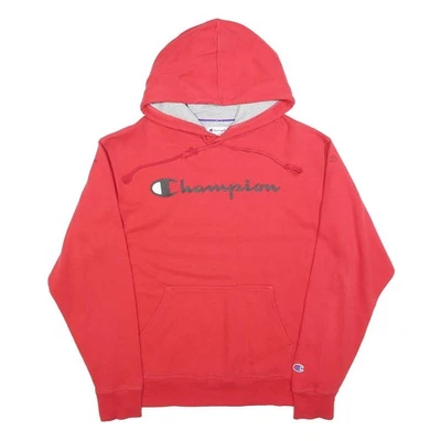 CHAMPION Homme Hoodie Rouge M Coton Mélangé Cagoule Décontractée - Photo 1/4