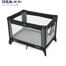 Portable Pack 'n Play Playard Folding Travel Playpen W/ Wheels Storage Pouch New