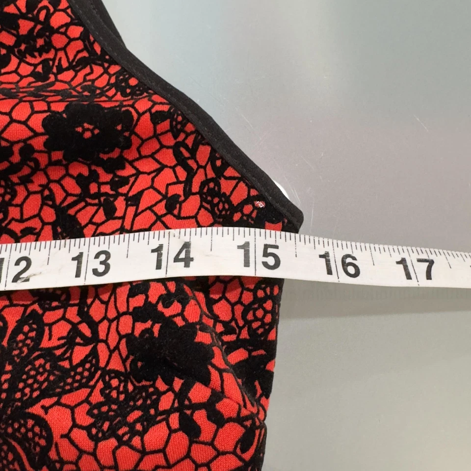 Vestido De Colección Y2K B Darlin Para Mujer 7/8 Rojo Negro Terciopelo Floral Halter Hada Grunge Foto 4 de 4