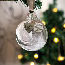 Memorial Ornaments Christmas Clear Feather Ball, a Piece of My Heart Is in Heave