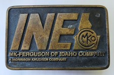 MK-Ferguson Morrison- Knudsen Co. Belt Buckle Brass Vintage Made In USA 3"x2"