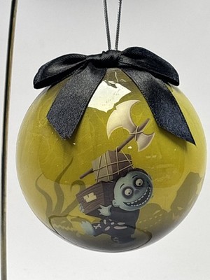 Vintage Disney Store Nightmare Before Christmas Ornament Barrel Yellow Bow