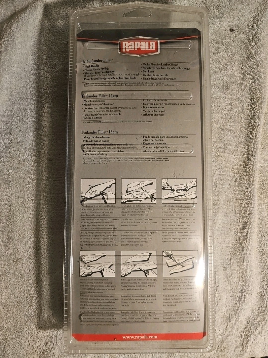 Rapala FLF6 Fillet Knife with Leather Sheath and Sharpener, 6" Fillet Knife