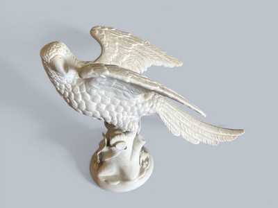 Vintage White Parrot Figurine Matte Porcelain Bird Statue Tropical Decor