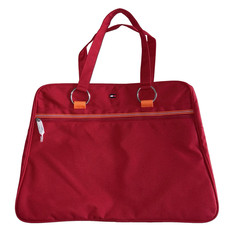 Vtg Y2K Tommy Hilfiger Classic Red Canvas Tote Bag Overnight Zipper Pocket