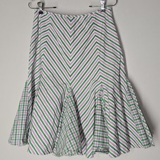 Ralph Lauren Preppy Y2K 90s Skirt Size 6 Stripe Plaid Kick Pleat Ruffle EUC