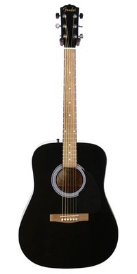 Fender FA-115 Dreadnought Acoustic Guitar - Black (missing tuning key low E stri