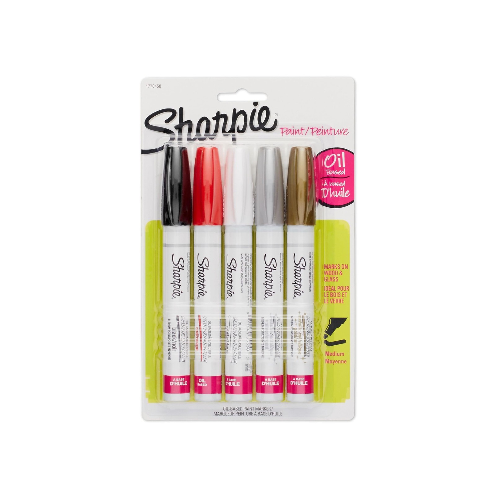 Oil-Based Paint Markers, Medium Point, Assorted & Metallic Colors, 5 Count - ...