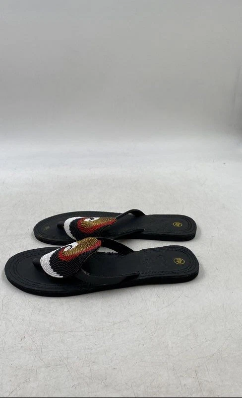 Womens Multicolor Leather Beaded Open Toe Slip-On Thong Sandals Size 7 - Image 3 of 4