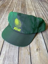 Vintage AT T Logo Green Snapback Hat Call Before You Dig USA Iridescent