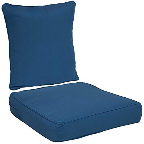 Sunnydaze 2-Piece Outdoor Back and Seat Cushion Set for Deep Seating Patio Chair