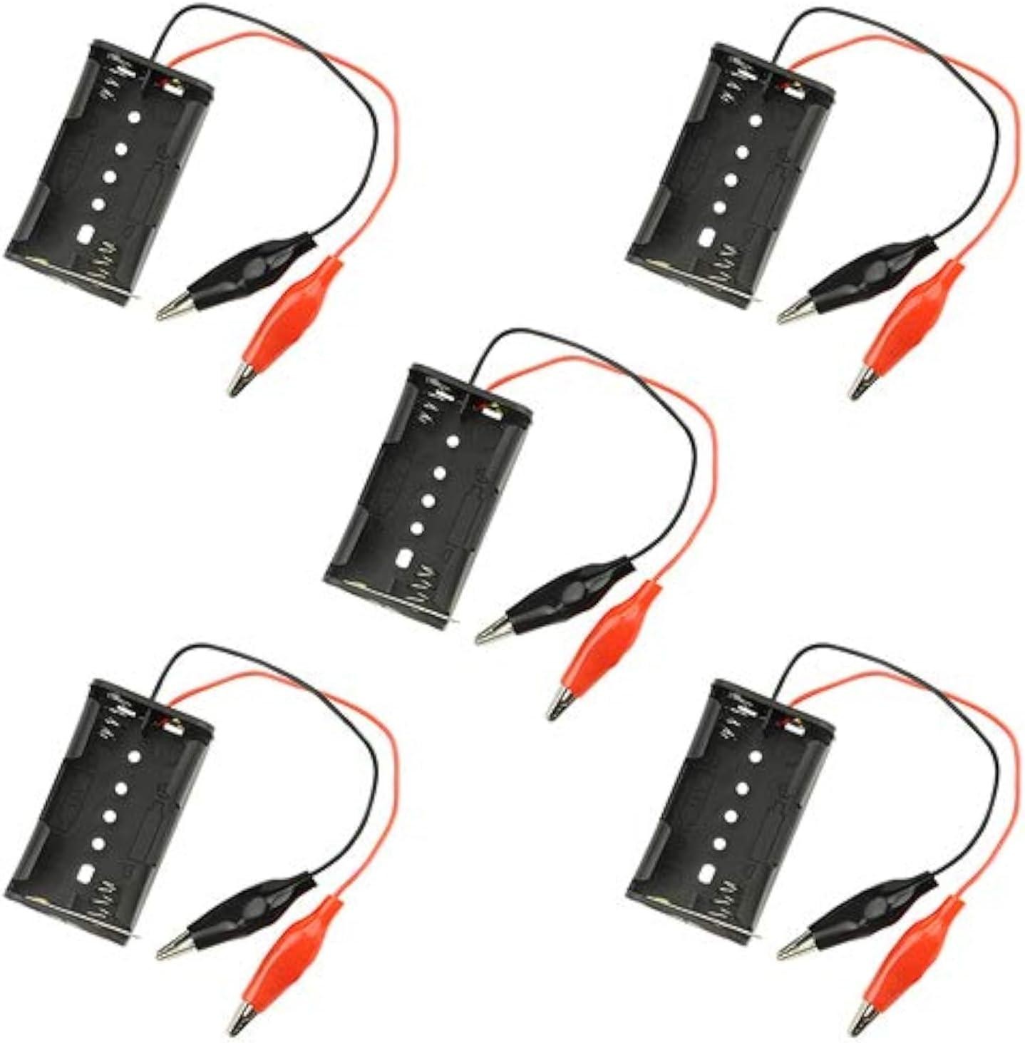 5 PCS 2x 1.5V AA Battery Holder with Alligator Clips