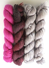 Yarn Unbranded Skeins Lot of 4 Hand Dyed Merino Part or All Gray Purple Pink