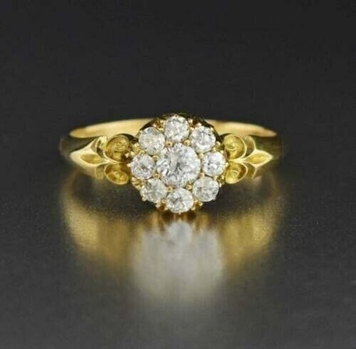 2Ct Round Cut Real Moissanite Engagement Ring 14K Real Yellow Gold Plated