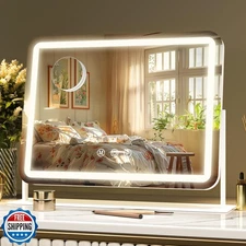 Hasipu Vanity Mirror with Lights, 14" x 11" LED Makeup Mirror, Li