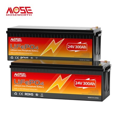 2Pack 24V 300Ah LiFePO4 Lithium Battery 200A BMS 20000+Cycle RV Solar Marine