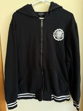 True Religion Men's Black Full Zip Fleece Hoodie Buddha Alumni Graphic Size XL