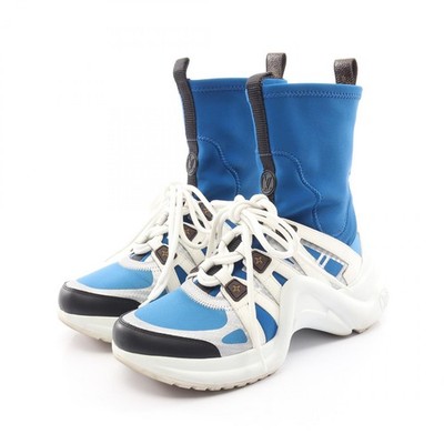 LOUIS VUITTON Arclight Line Sock Sneaker Schuhe #38 Leder Neopren Blau Gebrau...