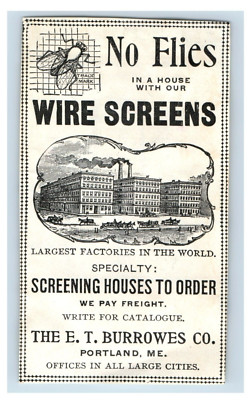 1891 E.T Burrowes Co. Wire Screens Original Print Ad S93E
