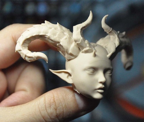 1:6 Horned Elf Witch Dragon Girl Head Sculp Fit 12inch Female PH TBL Figure Toys - Picture 2 of 6