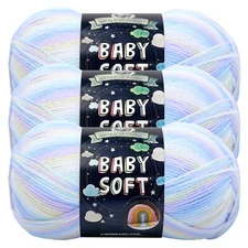 (3 Pack) Lion Brand Yarn 920-218 Baby Soft Yarn, Pastel Print
