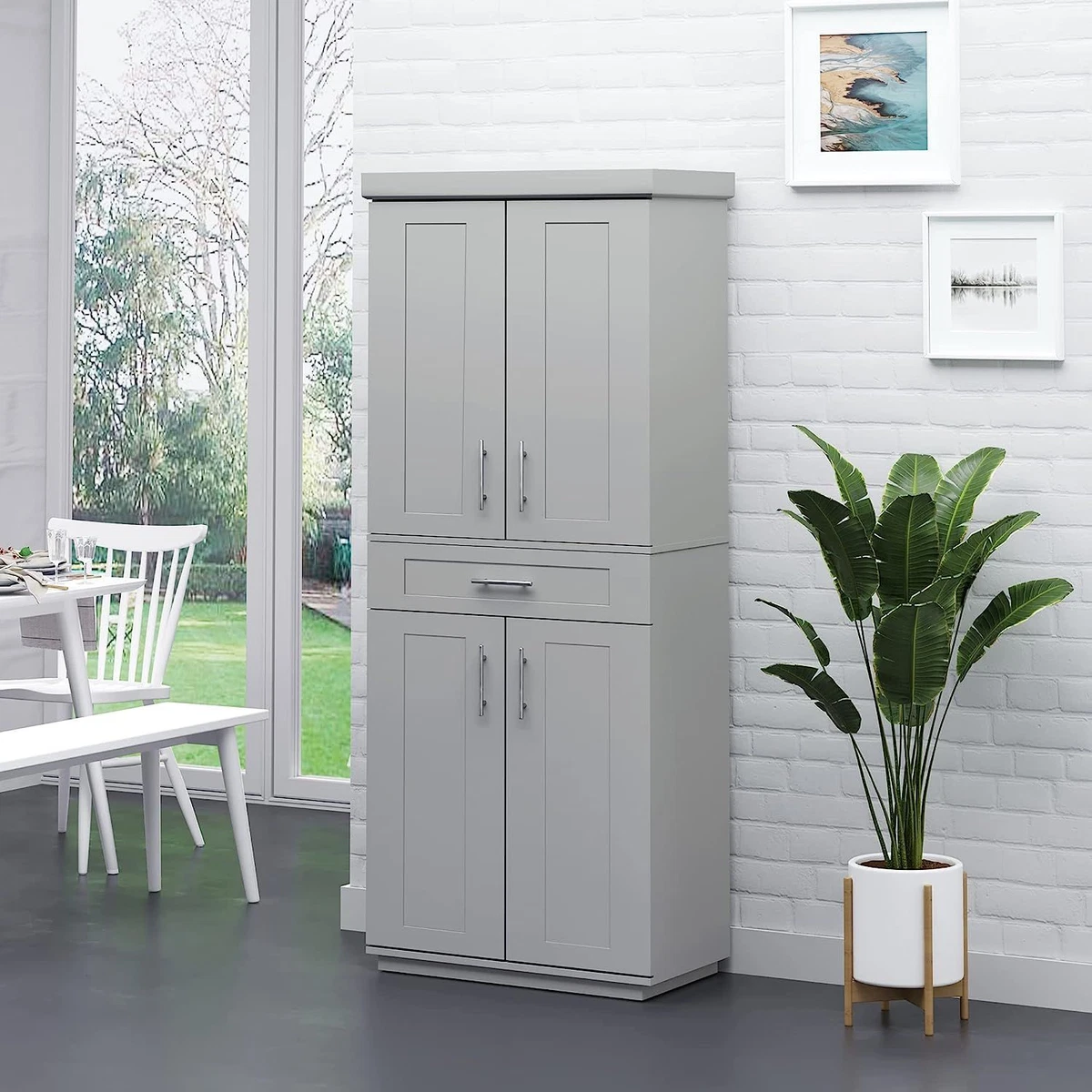 Homcom modern kitchen pantry on sale freestanding cabinet cupboard
