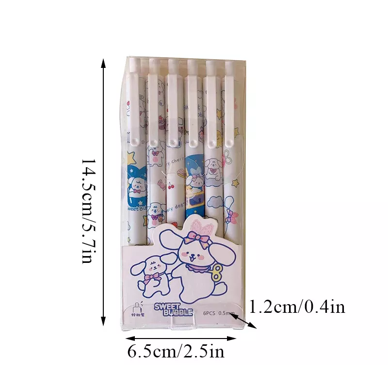 6 Pçs/conjunto Kawaii Sanrio Cinnamoroll 0.5mm Conjunto de Canetas