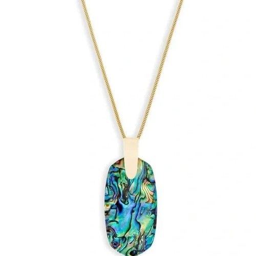Long Kendra Scott Inez SILVER Long Pendant Necklace In In Abalone Shell - Picture 8 of 14