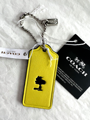 Coach X Peanuts WOODSTOCK Leather Hangtag Key Ring Bag Charm 63187