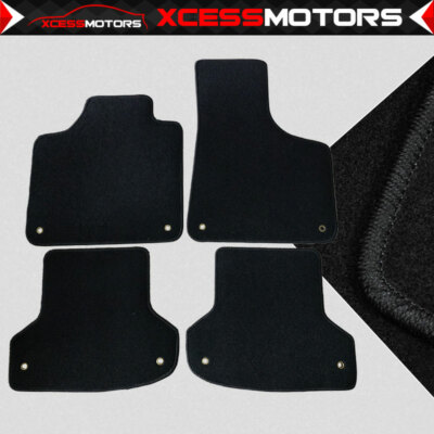 Fits 06-13 Audi A3 Black Nylon Driver & Passenger Side Floor Mats Carpets