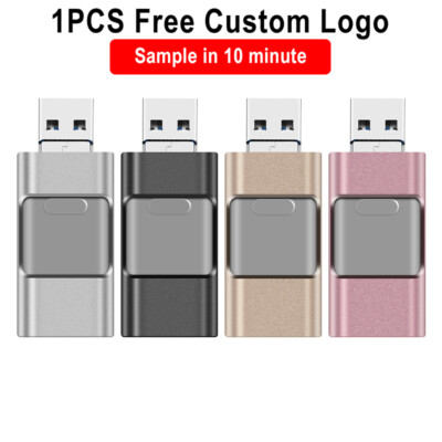 For IOS 3 in 1 high speed memory stick Free logo USB 3.0 flash drive 64G 32G 16G