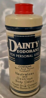 Vtg Dainty Deodorant For Personal Use Rexall Drug Co LA Boston St Louis USA Tin