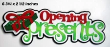 OPENING PRESENTS CHRISTMAS TITLE scrapbook piecing premade 3D die cut Rhonda