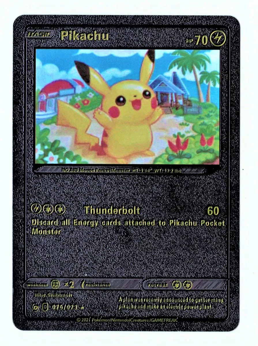 Pokemon Pikachu 70HP Black Foil Fan Art Card 075/073