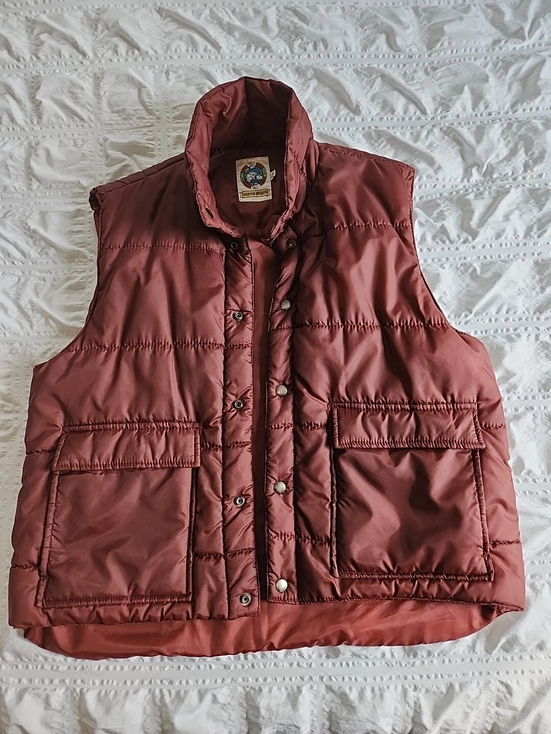 Vintage Weather Breaker Puffer Vest Mens XL Burgundy Maroon 80s/90s