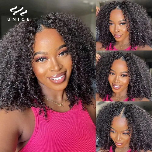 Kinky Curly Human Hair  Upart Wig No Leave Out Thin Part I-Part Wig V-Part Wig - Bild 9 von 19