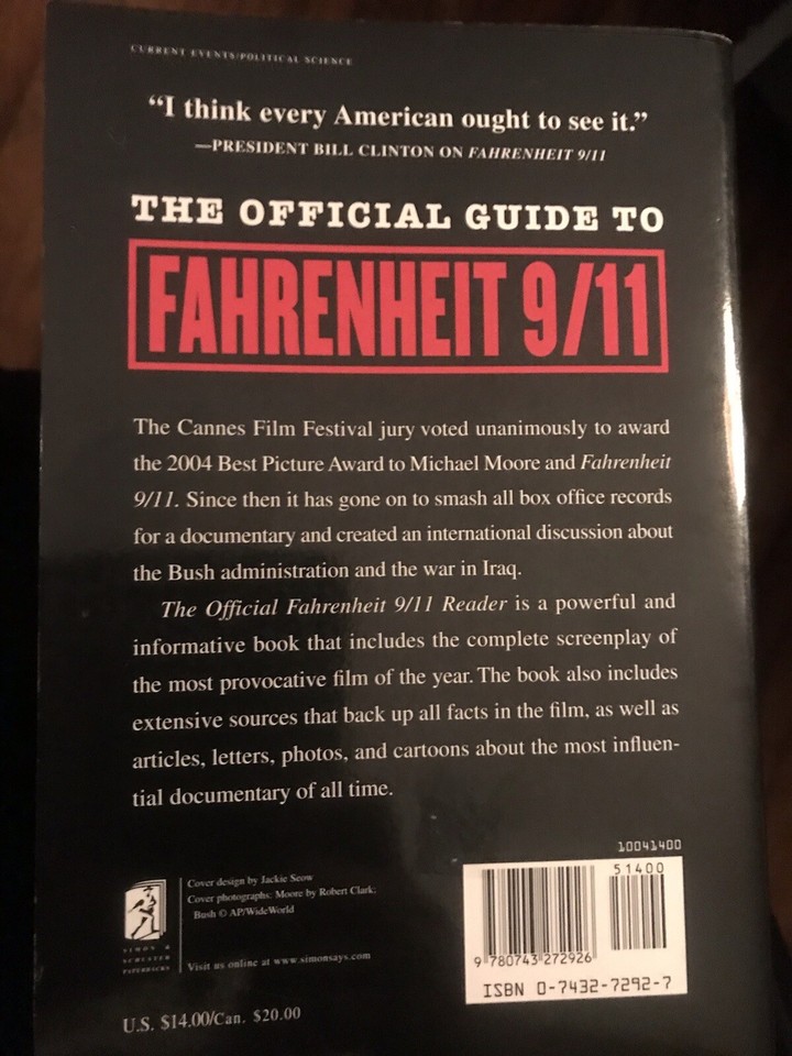 The Official Fahrenheit 9/11 Reader by Michael Moore 2004 Paperback ...