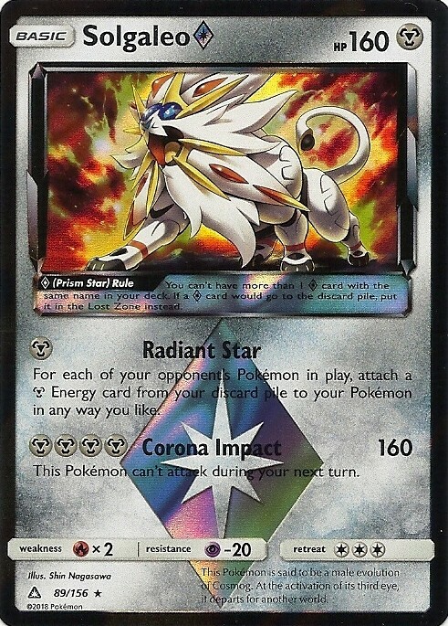 2018 POKEMON SOLGALEO PRISM STAR 89/156 ULTRA PRISM POKEMON HOLO RARE NEW MINT